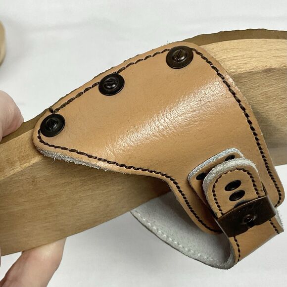 Dr Scholls Original Collection Clog Sandal Sz 6 Tan Leather Wooden Heel Shoe - Picture 7 of 10